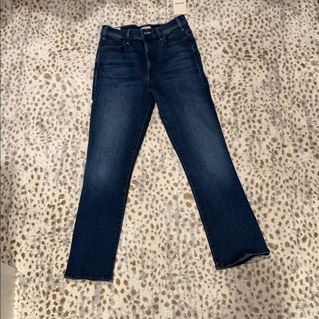 Mother Dark Indigo Straight Leg Jeans